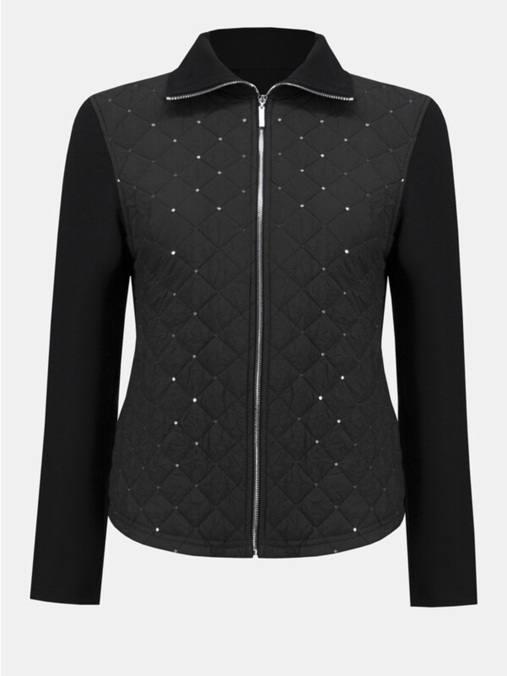 Joseph Ribkoff Black Quilted Lightweight Zip Jacket Size 4
